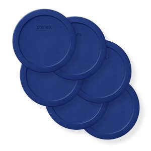 Pyrex? 4-cup Round Dark Blue Plastic Lids. 6-pack