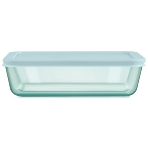 Pyrex® Simply Store® Tinted Glass 6-cup Rectangle Storage Container with Lid. Aqua
