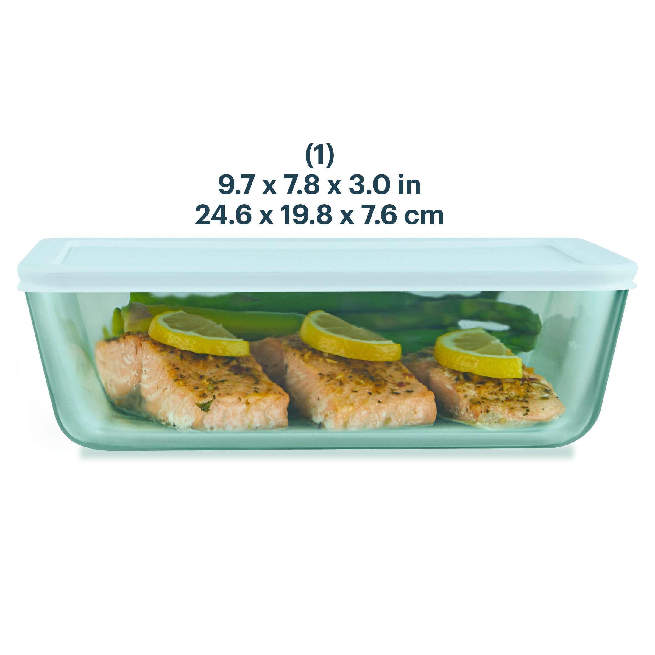 Pyrex® Simply Store® Tinted Glass 11-cup Rectangle Storage Container with Lid. Aqua - Image 2