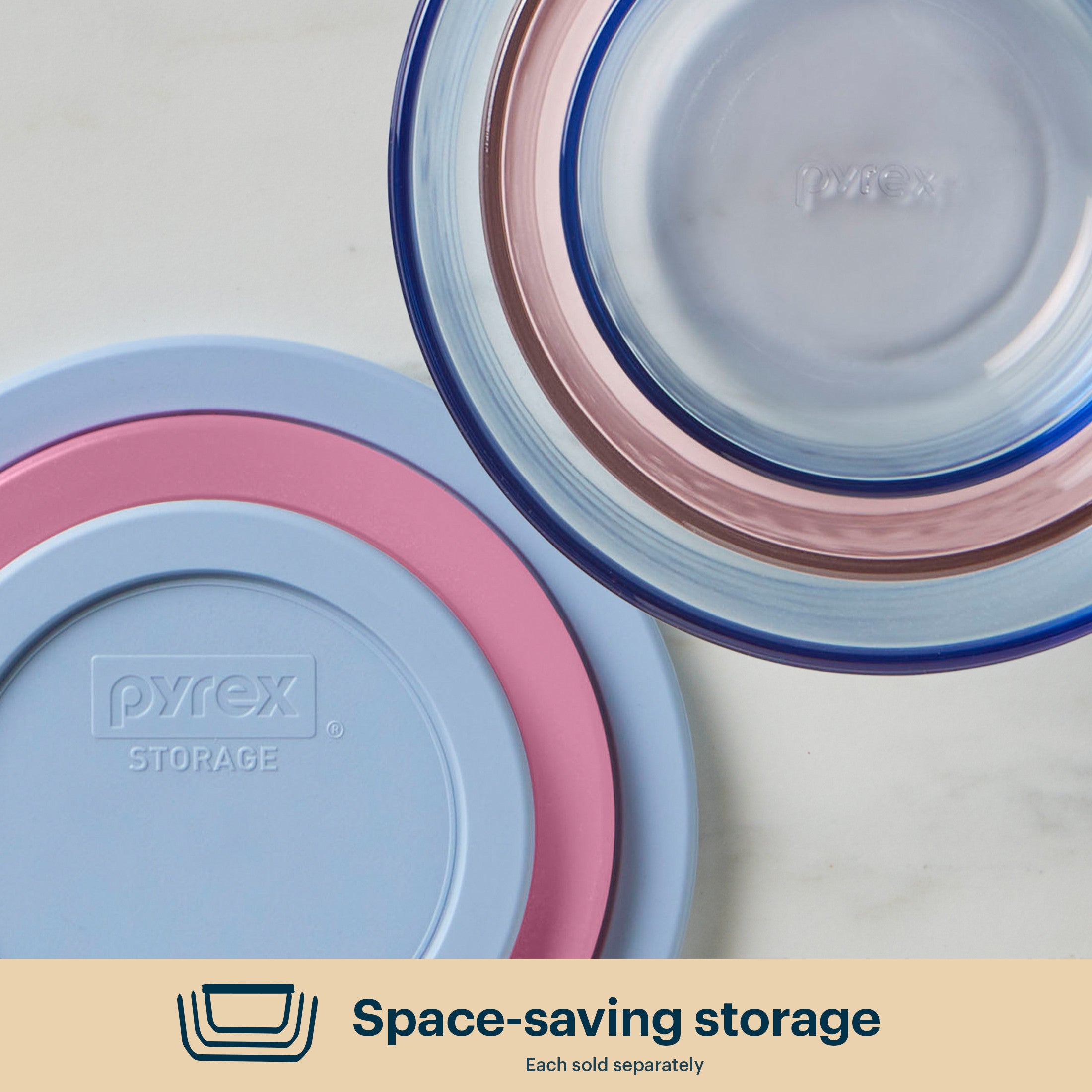 Pyrex? Simply Store? Tinted Glass 2-cup Round Storage Containers. 6-pc Set. Mixed Colors - Image 5