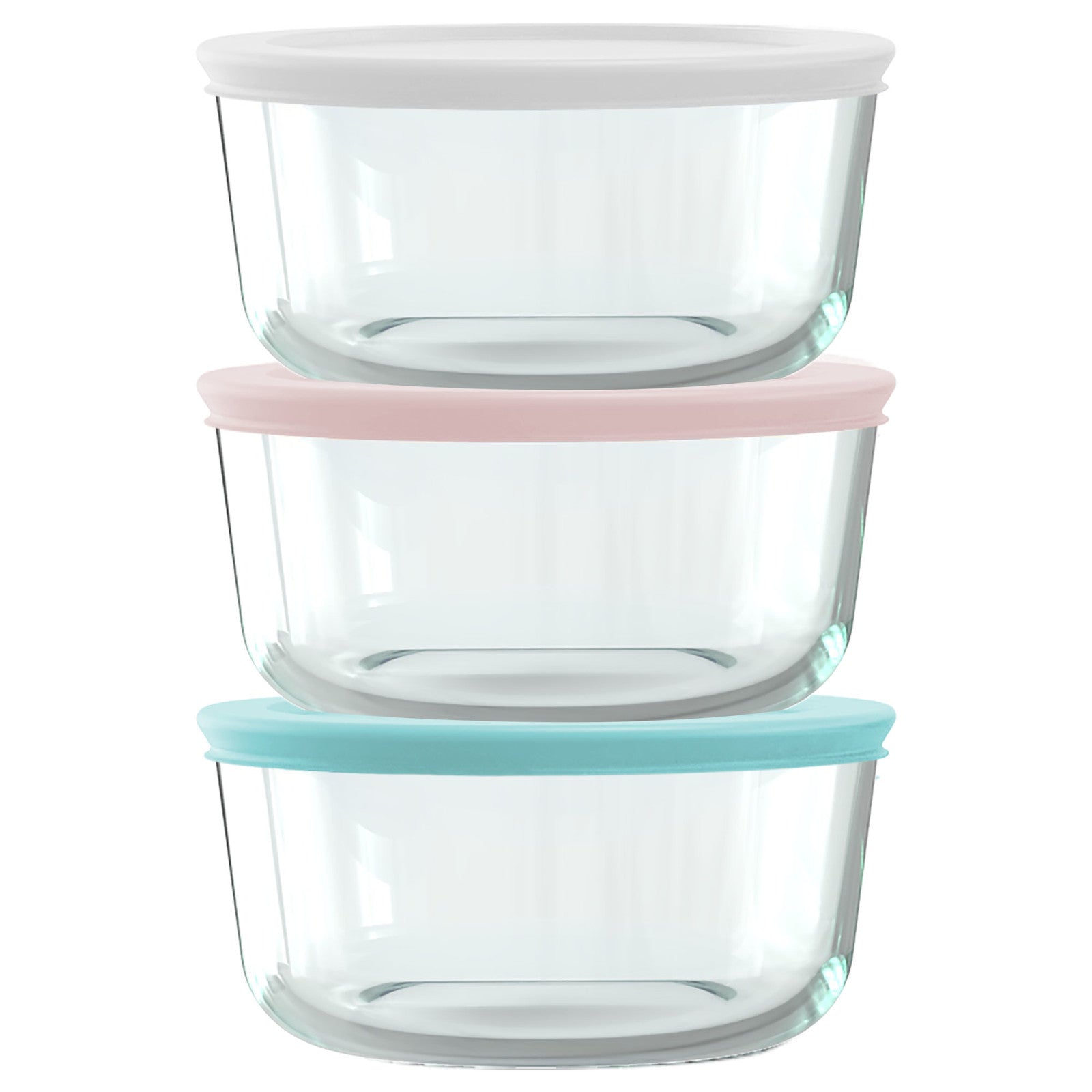 Pyrex? Simply Store? 6-piece 4-cup Round Glass Storage Set with Assorted Color Lids